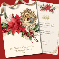 Religious Christmas Poinsettia Mother Mary Jesus