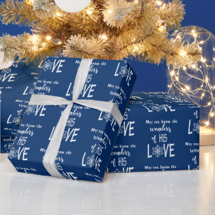 Religious Christmas Quote On Blue Wrapping Paper