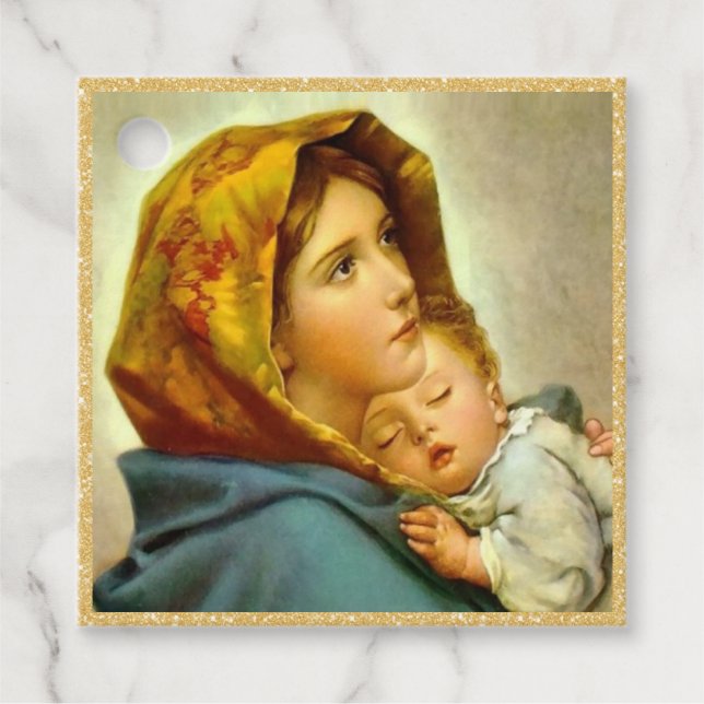 Religious Christmas Virgin Mary & Jesus Gift Tag (Front)