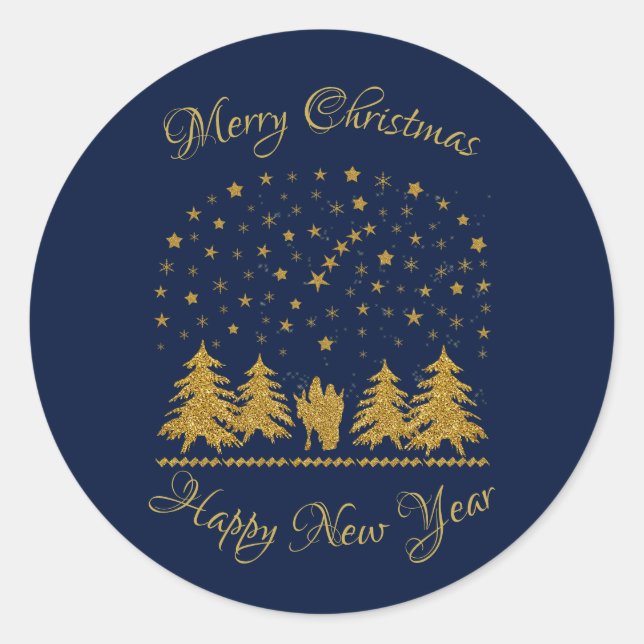 Religious Christmas Virgin Mary, St. Joseph, Jesus Classic Round Sticker (Front)