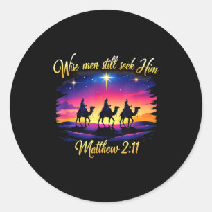 Religious Christmas Wise Men Still Seek Him 3 King Classic Round Sticker