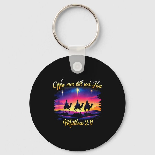 Religious Christmas Wise Men Still Seek Him 3 King Keychain (Front)