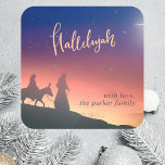 Religious Colourful Watercolor Elegant Christmas Square Sticker<br><div class="desc">Religious Colourful Watercolor Elegant Christmas Square Sticker 
Modern colourful gradient religious watercolor "hallelujah" script personalized Christmas holiday sticker.</div>