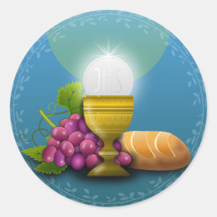 Religious Communion Grapes and Bread Classic Round Sticker