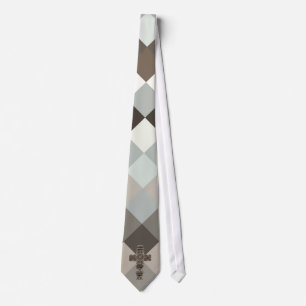 Religious Cross Argyle Neck Tie