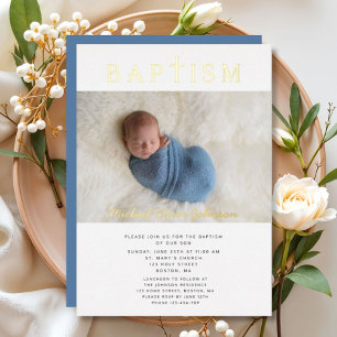 Religious Cross Boy Baptism Photo Gold