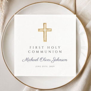 Religious Cross Boy First Communion Napkin