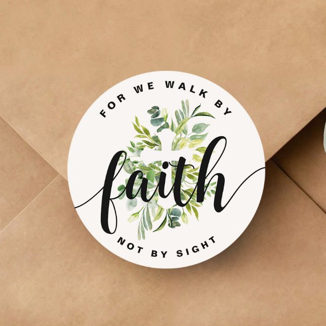 Religious Cross Faith Bible Verse  Classic Round Sticker (Religious Cross Faith Bible Verse Classic Round Sticker)