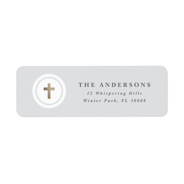 Religious cross faux foil return address label (Front)