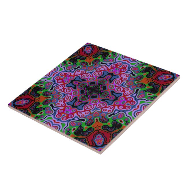 Religious Cross fractal colourful kaleida art  Tile (Side)