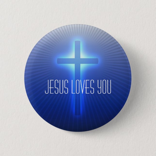 Religious Cross | Jesus Loves You 2 Inch Round Button (Front)