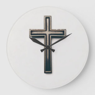 Religious Cross Large Clock