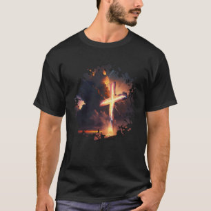 Religious Cross Lightning Strike Spiritual Easter T-Shirt
