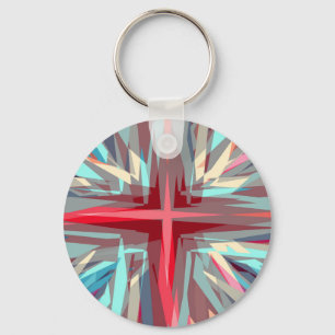 Religious cross starburst keychain