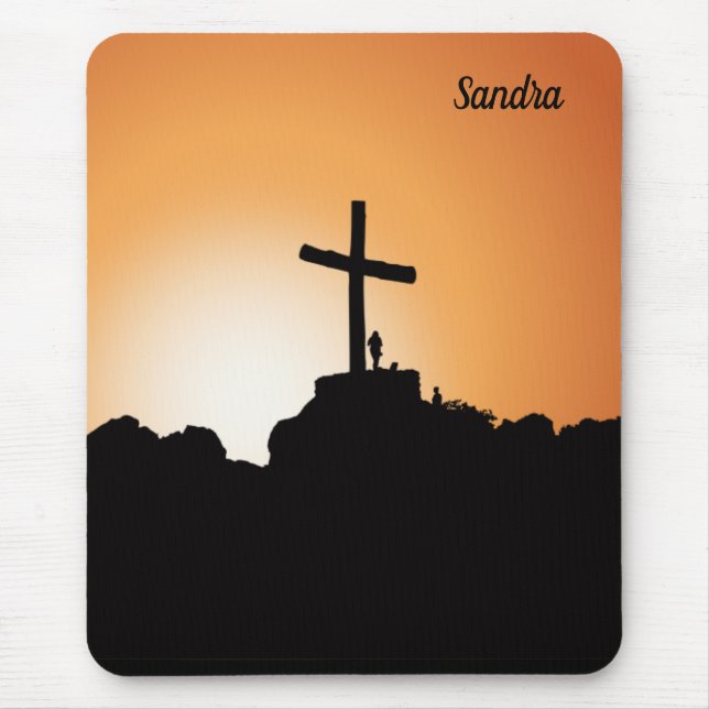 Religious Cross Sunset Christian Mouse Pad (Front)