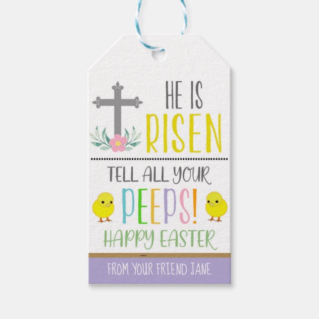 Religious Easter He Is Risen Gift Tag (Front)
