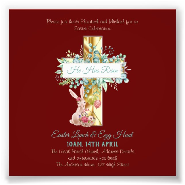 Religious Easter Invitation Budget Photo Print (Front)
