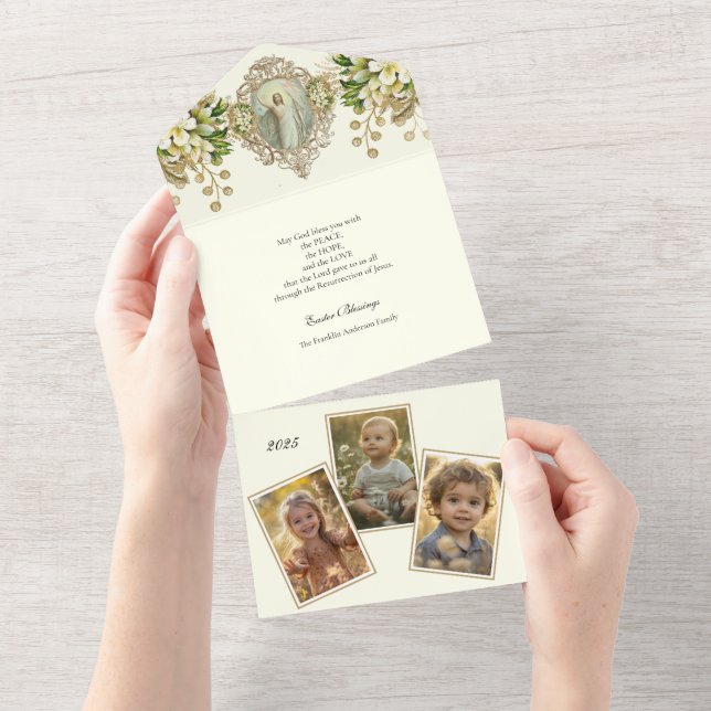 Religious Easter Photo  Resurrection Prayer  All In One Invitation (Tearaway)
