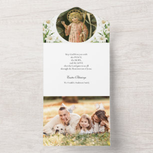 Religious Easter Photo White Lilies Prayer All In One Invitation