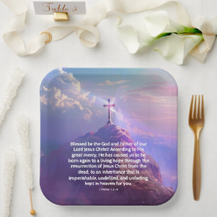 Religious Easter Resurrection Party Cross Paper Plate