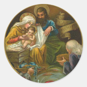 Religious Epiphany Jesus Mary Joseph Christmas Classic Round Sticker