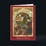 Religious Epiphany Three Kings Prayer Jesus Holiday Card<br><div class="desc">Featuring a beautiful traditional religious image of Jesus being adored by the Blessed Virgin Mary,  St. Joseph and the Magi,  the Three Kings. Inside is a traditional Epiphany prayer and scripture verse.  All text and fonts can be modified and personalized.</div>