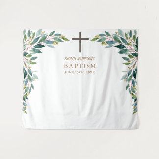 Religious Event, Greenery Baptism Poster  Tapestry
