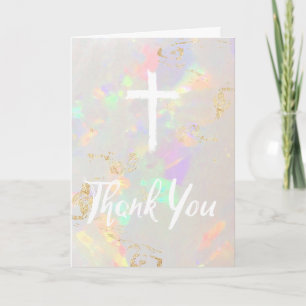 religious event white script thank you card