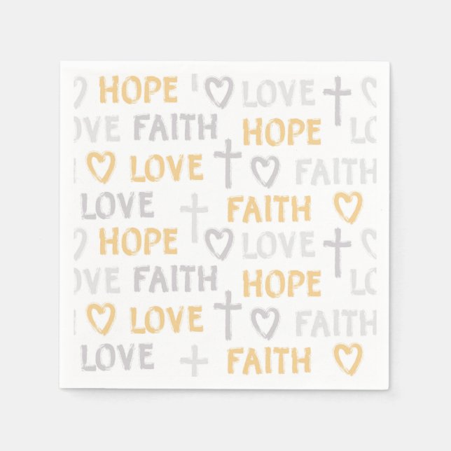 Religious Faith Love Hope Gold Silver Napkin (Front)