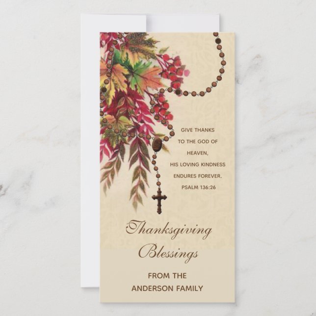 Religious Fall Leaves Rosary Thanksgiving Holiday  (Front)
