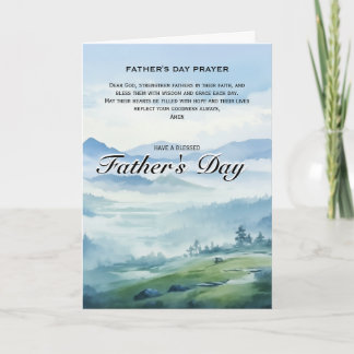 Religious Father’s Day Blue Watercolor Nature Card