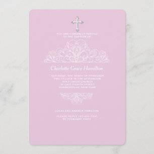 Religious Filigree Pink Invitation