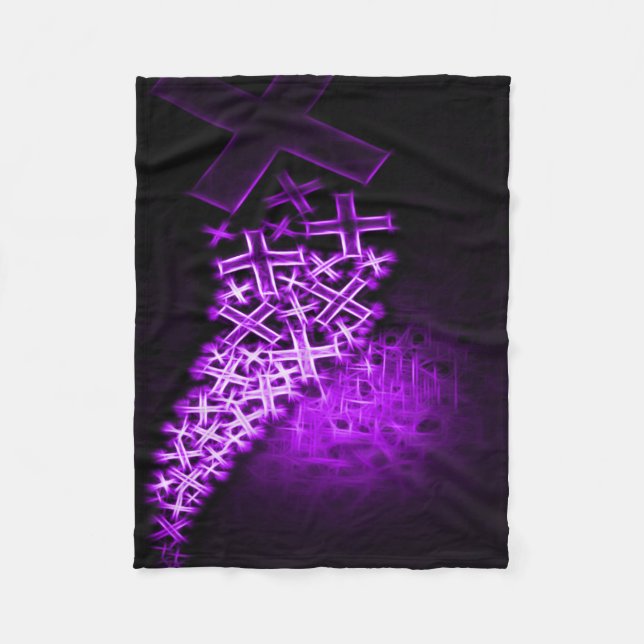 Religious Fractal Purple Fleece Blanket (Front)