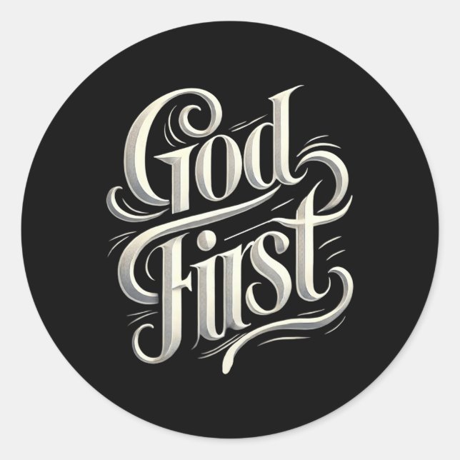 Religious God First Faith Based New Believer Cloth Classic Round Sticker (Front)