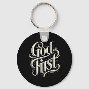 Religious God First Faith Based New Believer Cloth Keychain