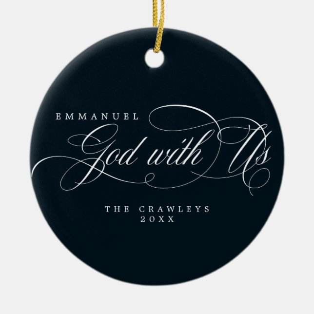 Religious God With Us Family Photo Ceramic Ornament (Front)