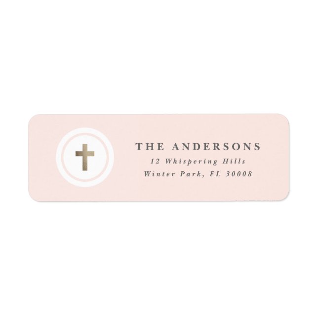 Religious gold cross faux foil return address (Front)