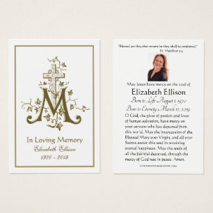 Religious Gold Marian Cross Funeral Prayer 