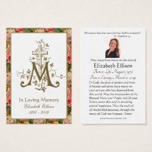 Religious Gold Marian Cross Funeral Roses
