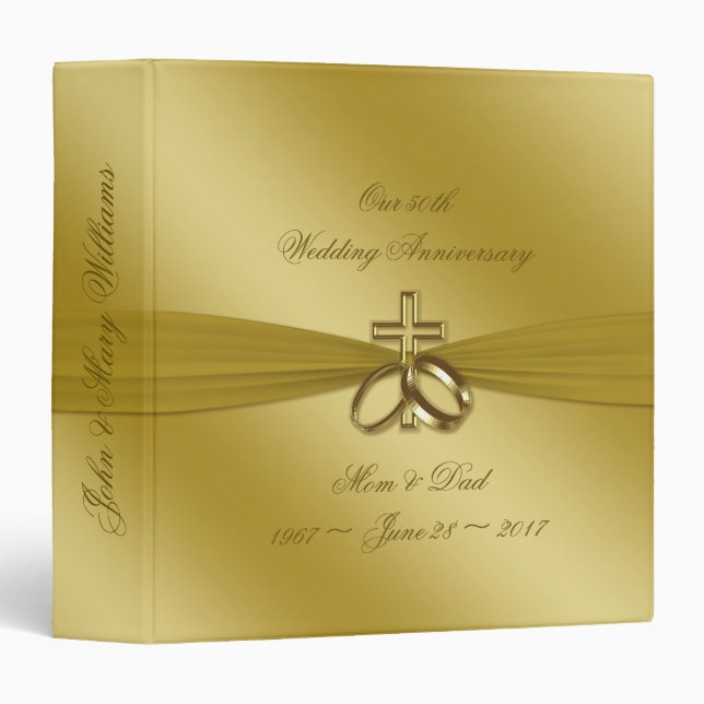 Religious Golden 50th Anniversary 1.5" Binder (Front/Spine)