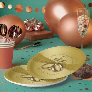 Religious Golden 50th Anniversary Paper Plate