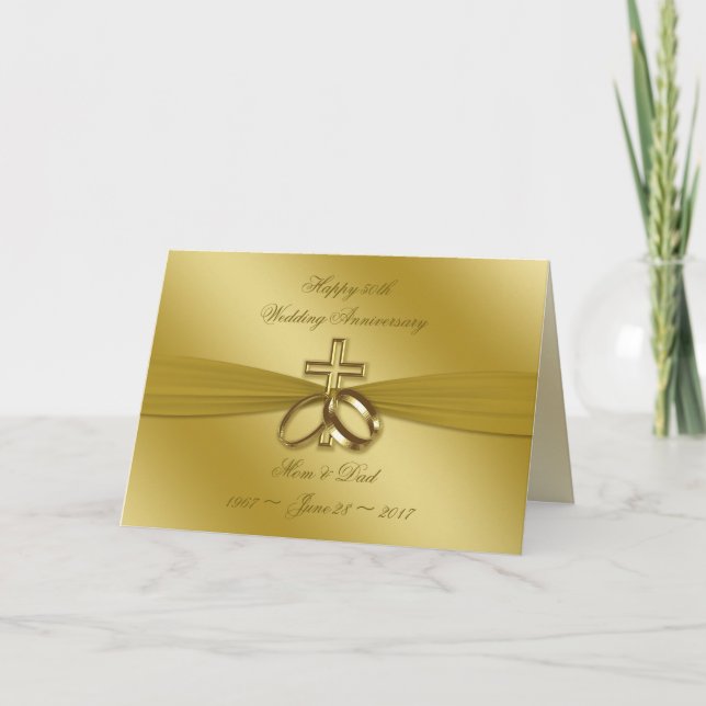 Religious Golden 50th Wedding Anniversary Card (Front)