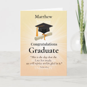 Religious Graduation Custom Name Golden Starburst Card