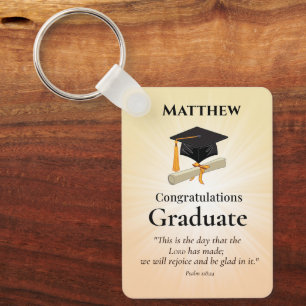 Religious Graduation Custom Name Golden Starburst Keychain