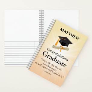 Religious Graduation Custom Name Golden Starburst Notebook