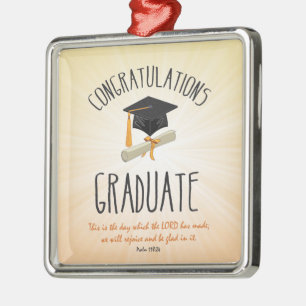 Religious Graduation Gold Starburst with Black Cap Metal Ornament