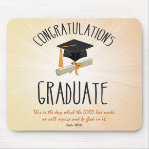 Religious Graduation Gold Starburst with Black Cap Mouse Pad