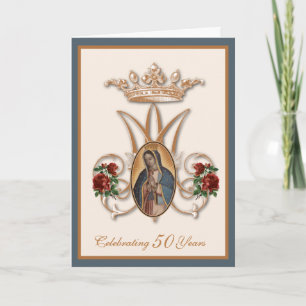 Religious Guadalupe Virgin Mary Red Roses Card