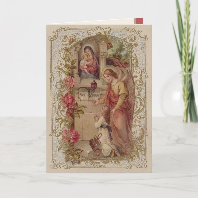 Religious Guardian Angel Prayer Young Girl Card (Front)