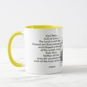 Religious Hail Mary Prayer Quotes Words Mug